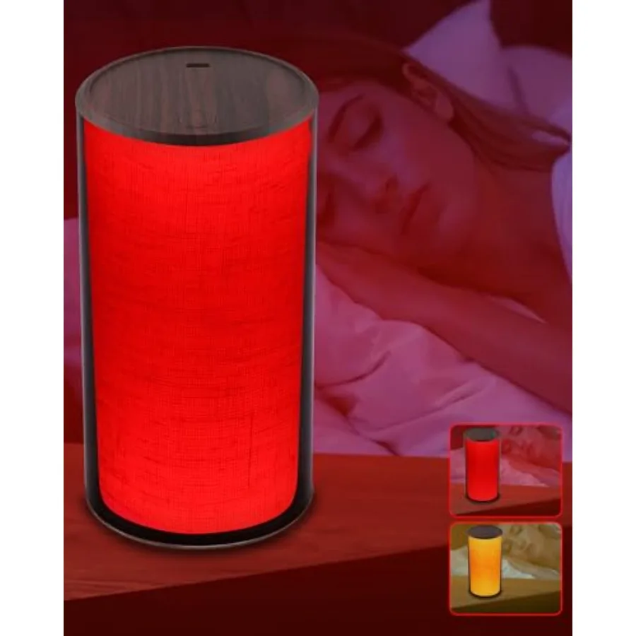 670nm Red Light Night Light Lamp for Sleep - Zero Blue Light, Rechargeable Portable Dimmable Red and1500K Amber Lamp for Bedroo