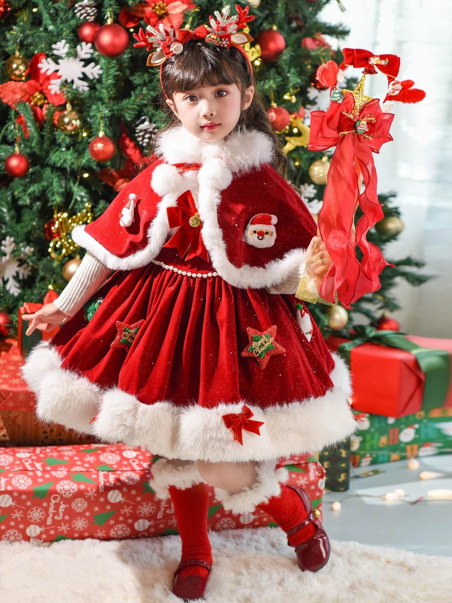 

Thiened Fce Princ Dr Set для девочек Зимняя одежда для малышей Long Sve Cisas Lolita Sle Детский комплект Faion