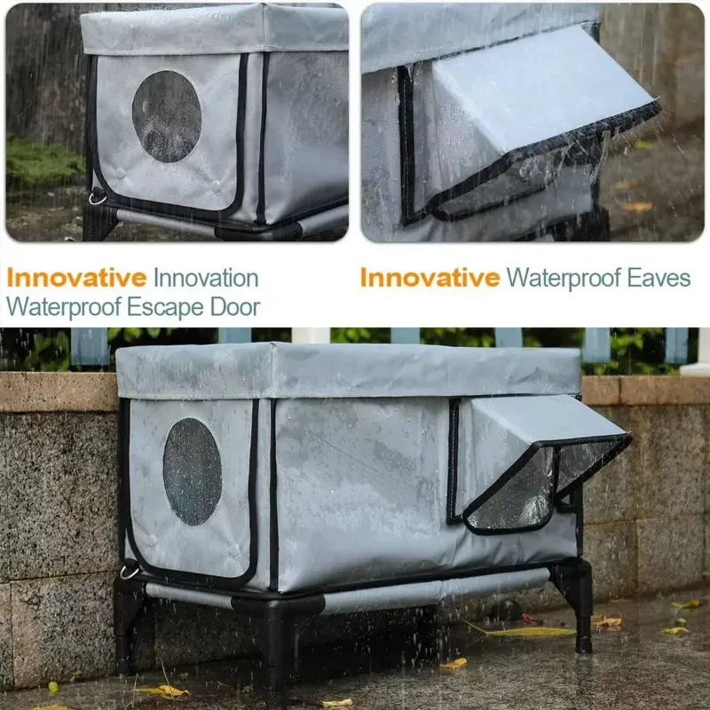 مقاوم للماء بيت القط شتاء دافئ ساخن بيت القط معزول خارج طوي القطط عش خيمة النوم اضافية كبيرة غرفة الحيوانات الأليفة الدافئة #4