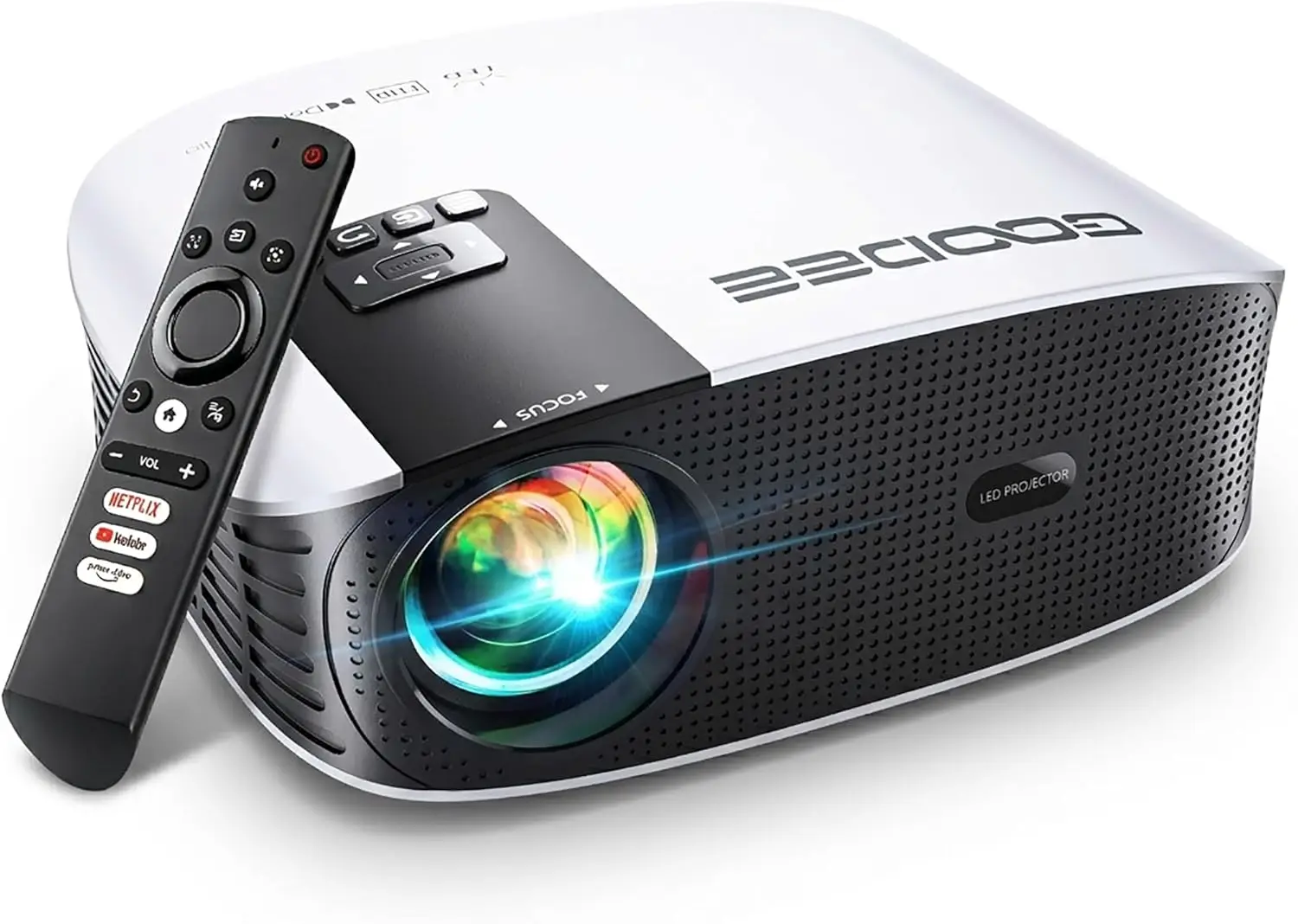 4K Smart Projector with WiFi 6 & Bluetooth, Built-in Apps, Dolby Audio, 400" Screen for Home Theater