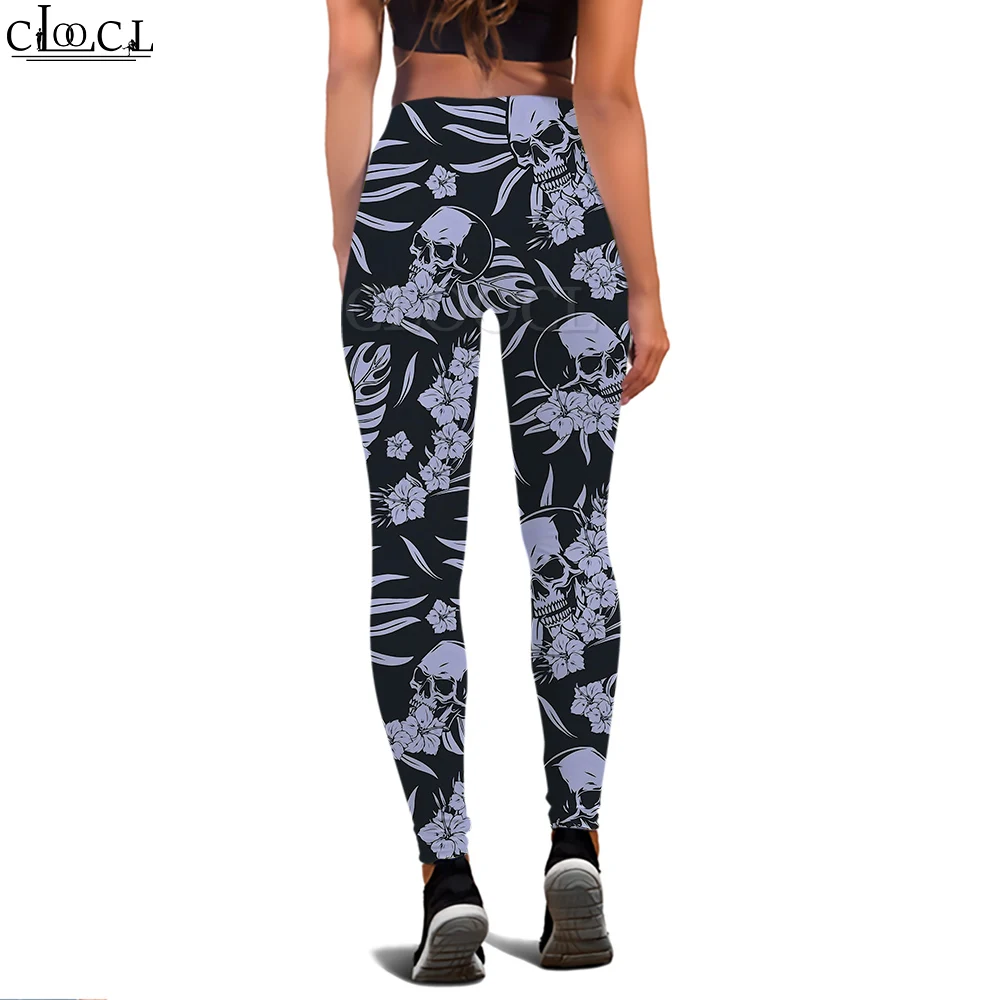 CLOOCL-Leggings con estampado de flores moradas para mujer, pantalones con estampado 3D para entrenamiento femenino, Push Up, trotar, pantalones de Yoga de cintura alta