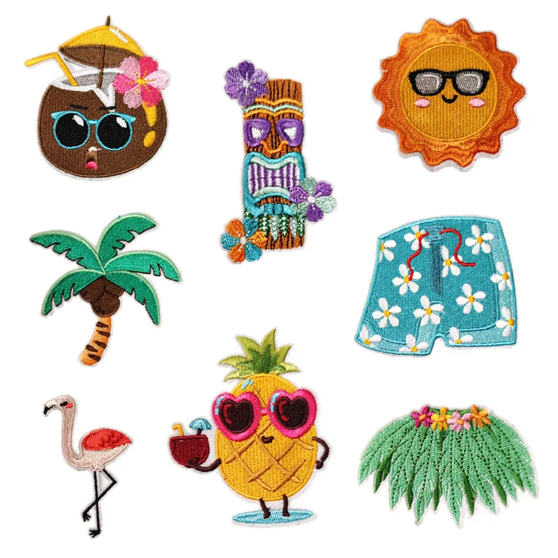 New Hawaiian Styles Stickers Embroidery Jacket Coat Backpack Jeans Shirts Dress Patches DIY Sewing Clothing Appliqued Badge