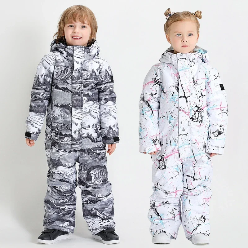 

2024 Children Ski Suit Boy Girl Windproof Waterproof Outdoor Thickened Warm Skiing Snowboard Breathable Kids Jumpsuit Snow