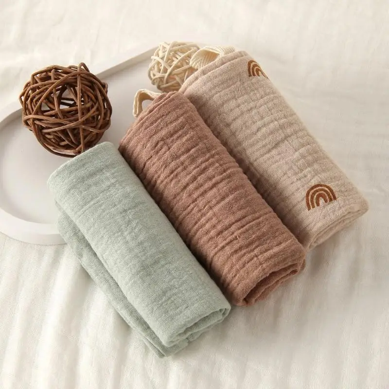 K8GF 3PCS COTTON SQUARE منشفة للطفل المواليد حديثي الولادة ومسح الملابس القابلة لإعادة الاستخدام