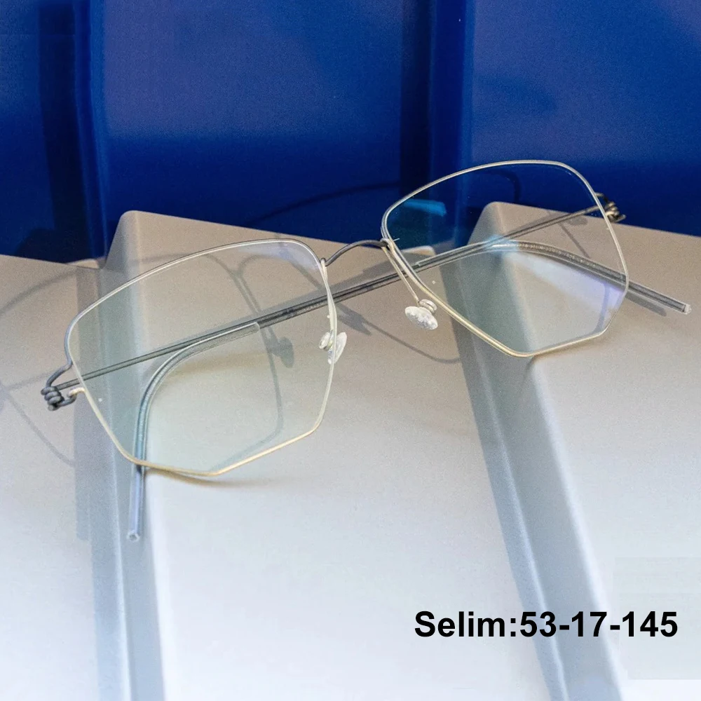 Denmark Brand Men Irregular Polygon Titanium Glasses Frame SELIM Fashion Women Thin Wire Eyewear Screwless Ultralight Eyeglasses