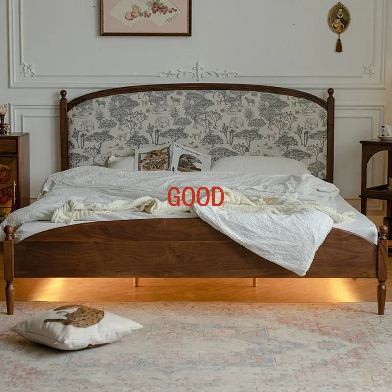 French Bed Solid Wood Soft Pack Bed 1.8 M Double Storage Bed