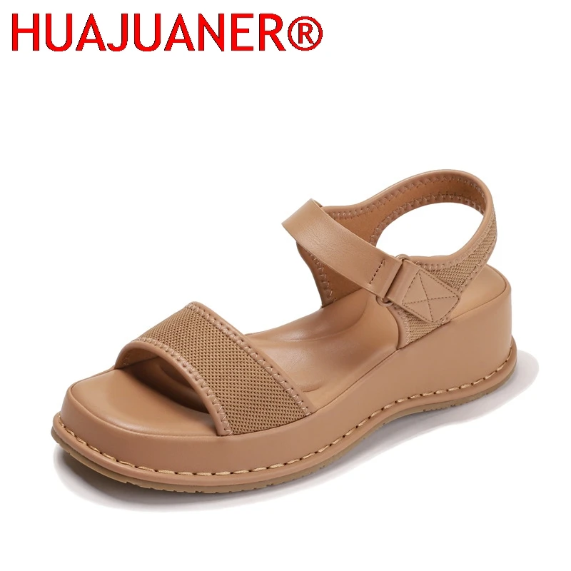 

Fashion Women Casual Sandals Open Toe Strappy Roman Shoes Slip On Wedge Heel Summer Comfortable