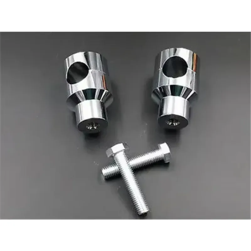 Universal Motorcycle Chrome Round 7/8'' Billet Handlebar Risers For Harley Honda Kawasaki Cafe Old School VN Cruiser Chopper
