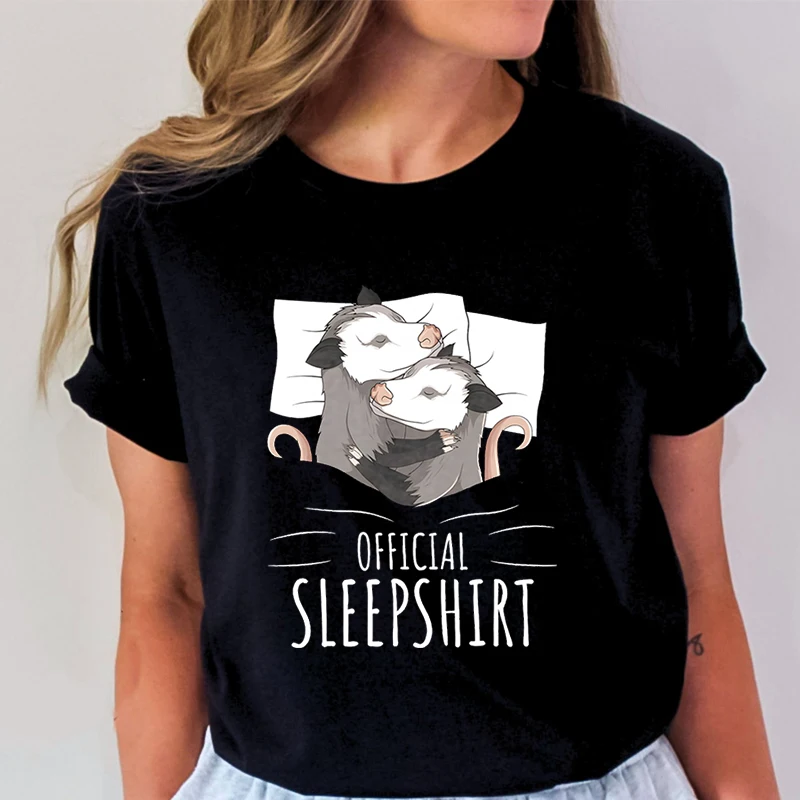 Opossum Official Sleepshirt Graphic T Shirts Women Cute Possum Lover Gift Fashion Casual T-shirt Sleeping Possum Classic Tops