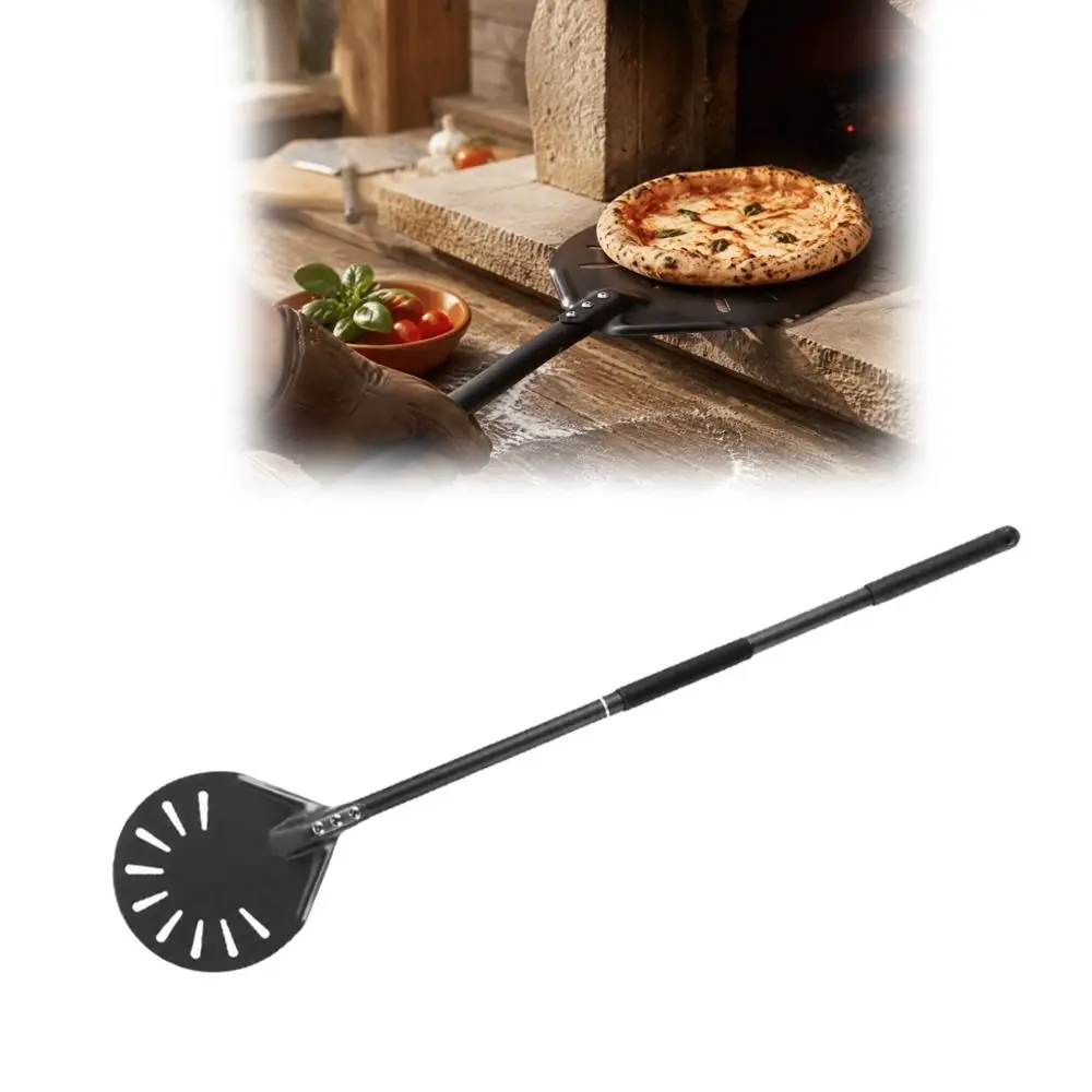 Aluminum Pizza Turning Peel Extra Long Handle Perforated Pizza Turner Non Stick Surface Two Section Handle Pizza Baking Tool