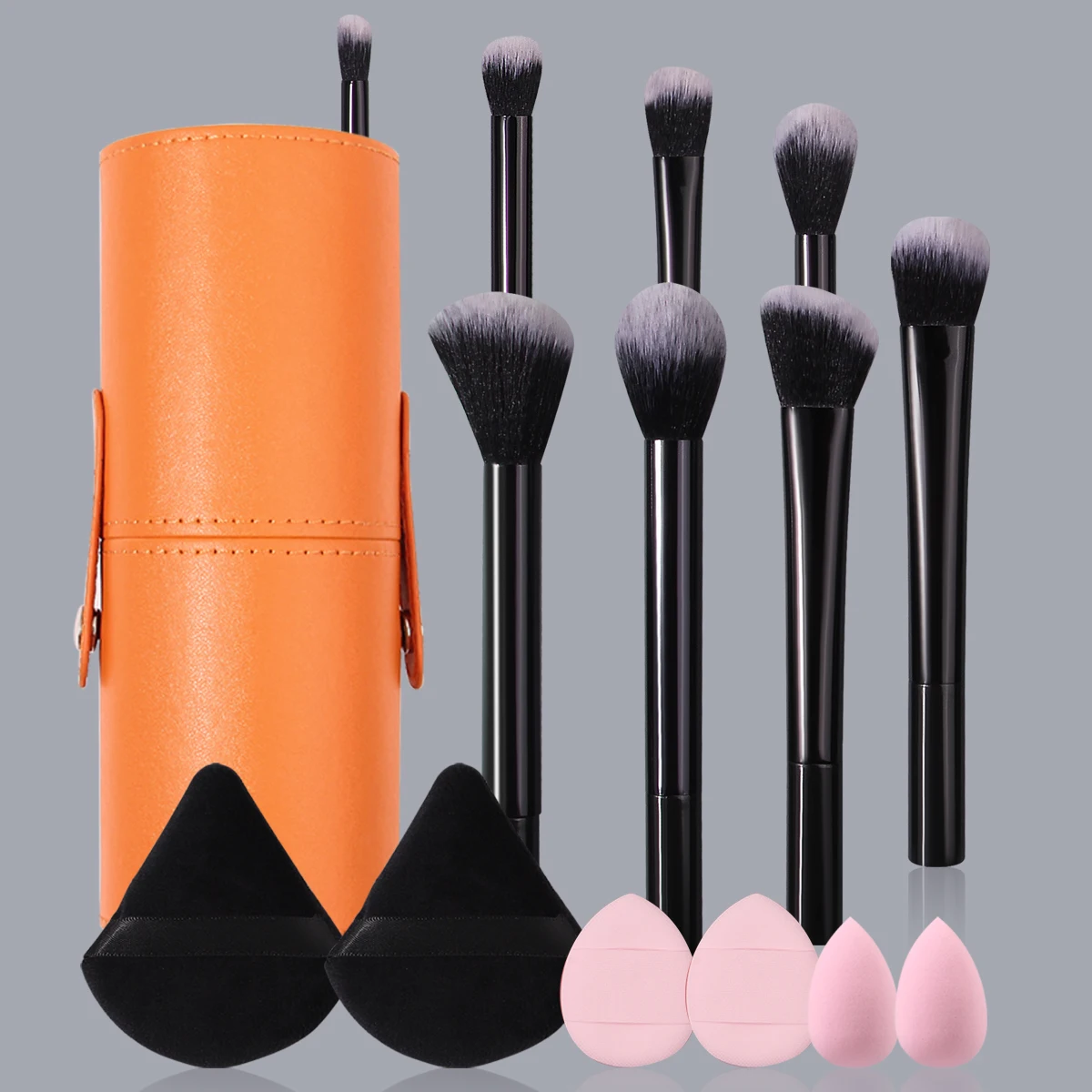 15PCS high-quality soft makeup brush set & dry and wet usable sponge eggs/mini powder puff & makeup brush storage bucket