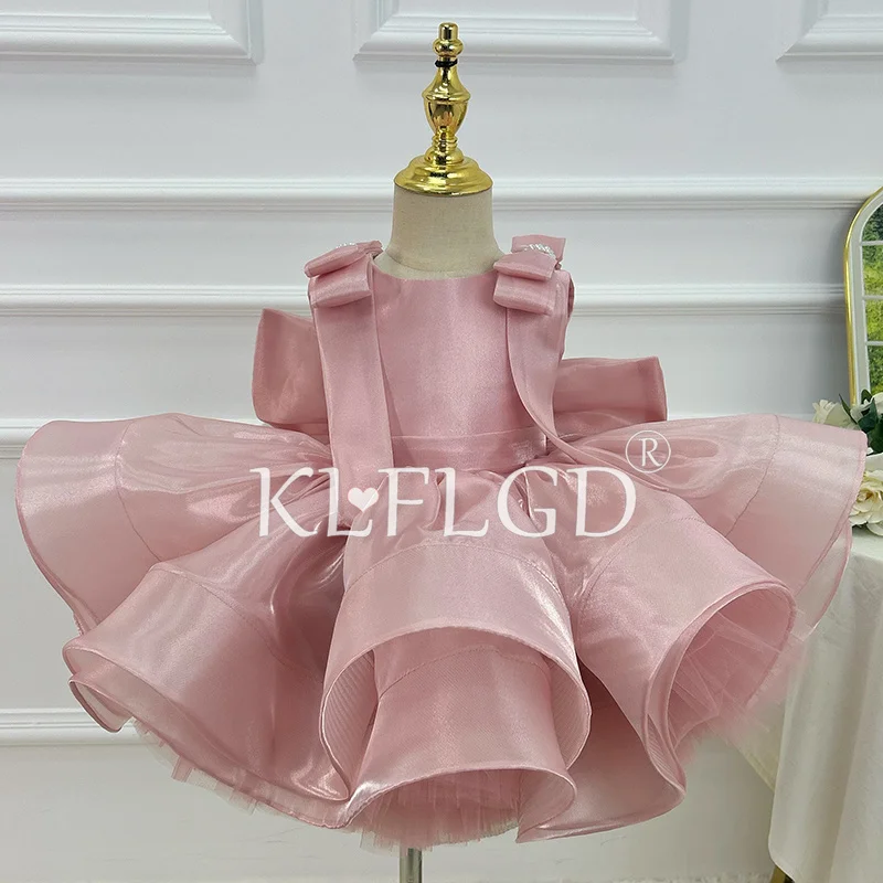 KLFLGD Toddler Baby Girls Pageant Dress Big Bow Heart Tulle Tutu Dress Flower Wedding Princess Birthday Party Prom Gown view 2