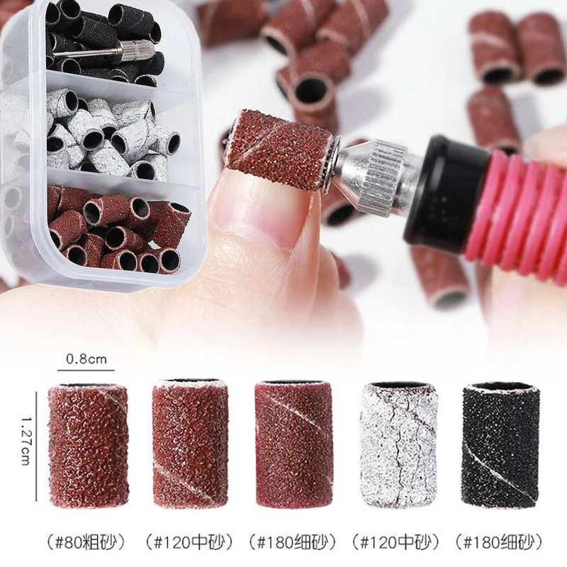 100 Stück elektrische Nail Art Schleif bänder Nagel UV Gel Entfernung Nagel bohrer Zubehör #80 #120 #180 Sand kreis Maniküre-Werkzeug