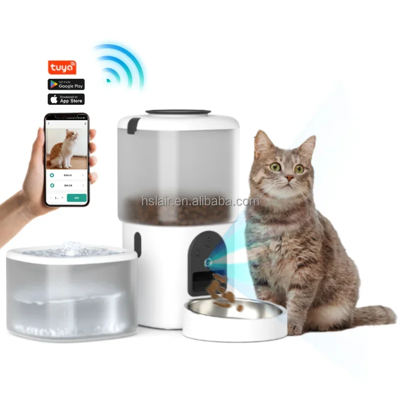 

Automatic WiFi Camera Pet Feeder with Rounded Plastic Bowl Battery Powered for Fresh Dry Food & Water Storage for Cats