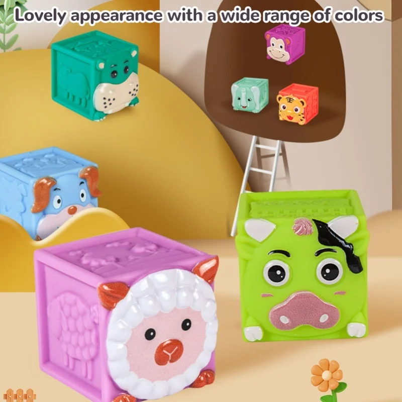 12 Pcs Baby Blocks Stacking Building Toys Educational Animal Stacking Blocks Toy Developmental Playset