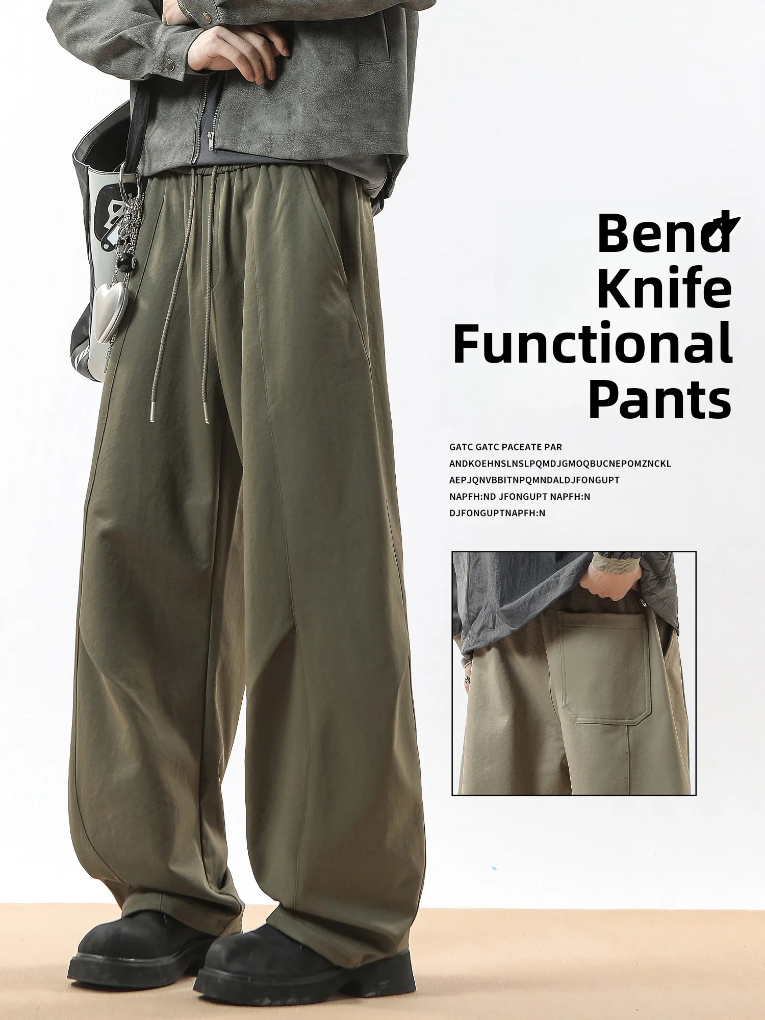 

American Sle Men's Functional Work Pants Spring 2026 Trendy Brand Knife Wide Leg Loose Straight Casual Sports Pants