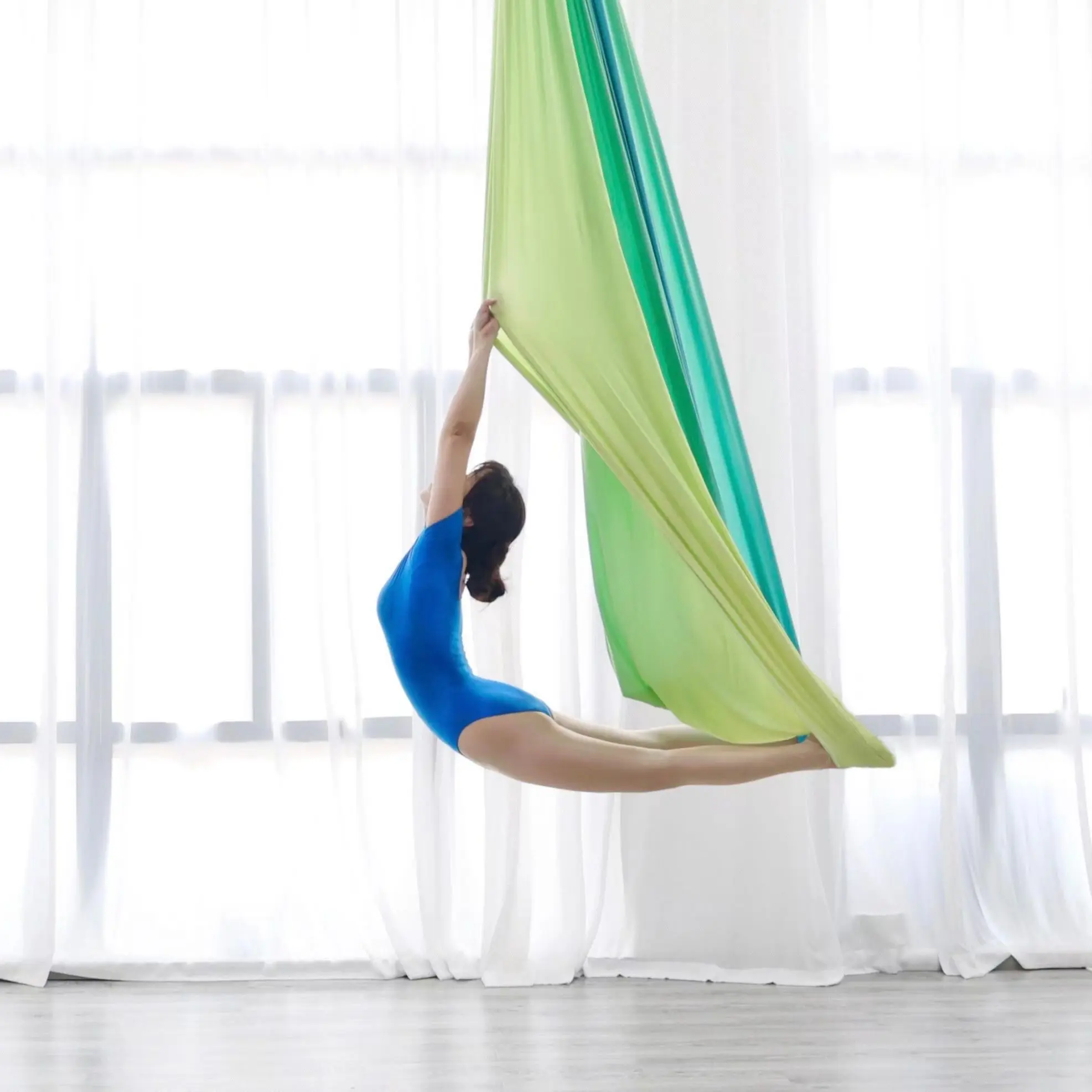 5 Meters Aerial Yoga Fabric Aerial Silk Shinny Gradient Color Yoga Hammock For Circus Arts Aerial Dance