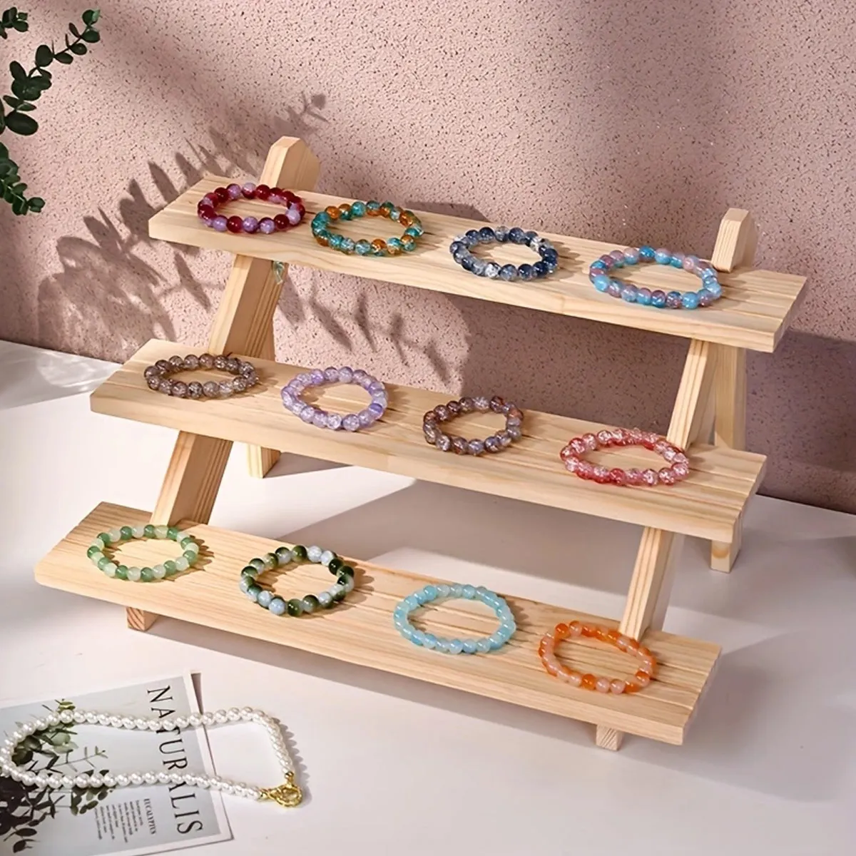 Holz-Präsentationsständer, Ohrstecker-Organizer, Parfüm-, Schmuck-, Ohrring-Aufbewahrungsregal, Desktop-Kleinwaren-Displayständer – Detail 2