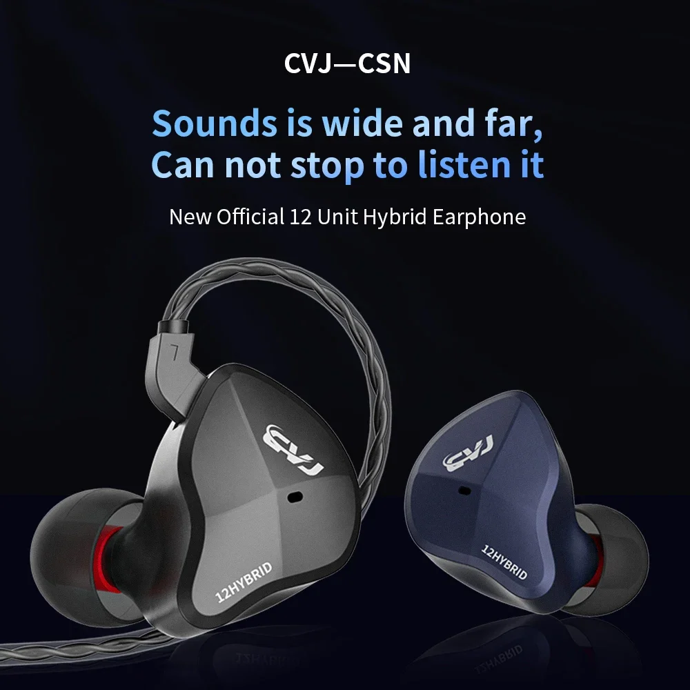 

CVJ CSN5BA+1DD Hybrid Headphone HIFI Monitoring Wired Headphone with 2-inch All Metal Aluminum Magnesium Alloy Chamber