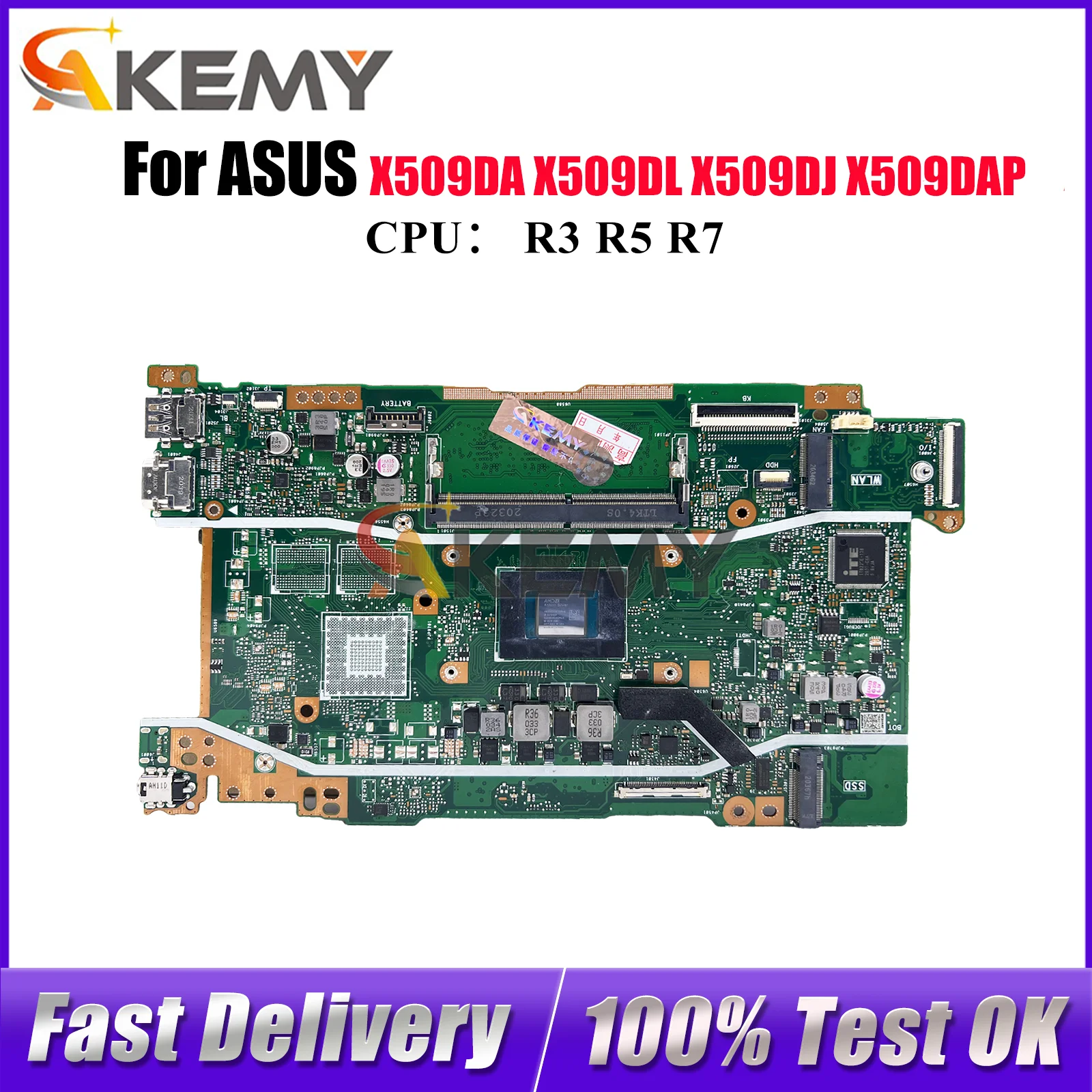 

X509DA Laptop Motherboard For ASUS X509DJ X509DL X509D Y5200D X509DAP D409D M509D FL8700DA D509D M409D Mainboard W/ R3 R5 R7 CPU