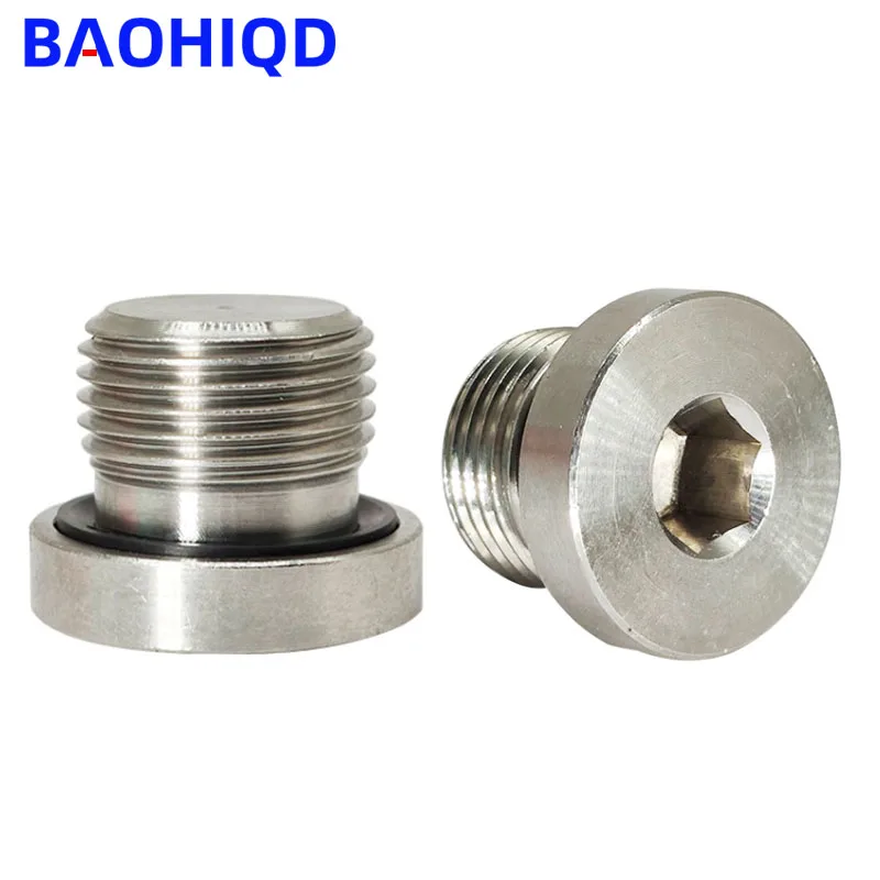 

304 Stainless Steel 1/8“1/4”3/8“1/2” Male Hex Socket End Cap ED Fluorine Rubber Ring Flange Hexagon Plug Oil Water Pipe Fitting