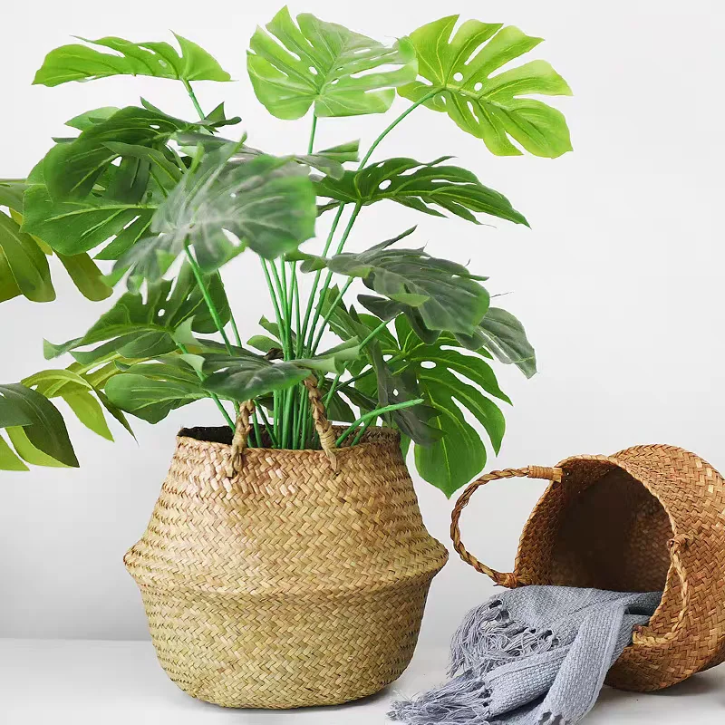 

Wicker Basket Rattan Seaweed Hanging Plant Pot Holder Laundry Hamper Storage Organizer Clothe Bin Cesta Mimbre Rustic Room Decor