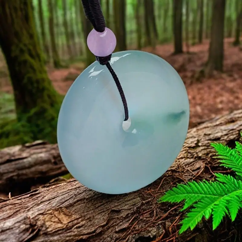 Myanmar Laokeng jadeite pure natural high ice floating flowers Ping An buckle jade pendant protects Ping An for your