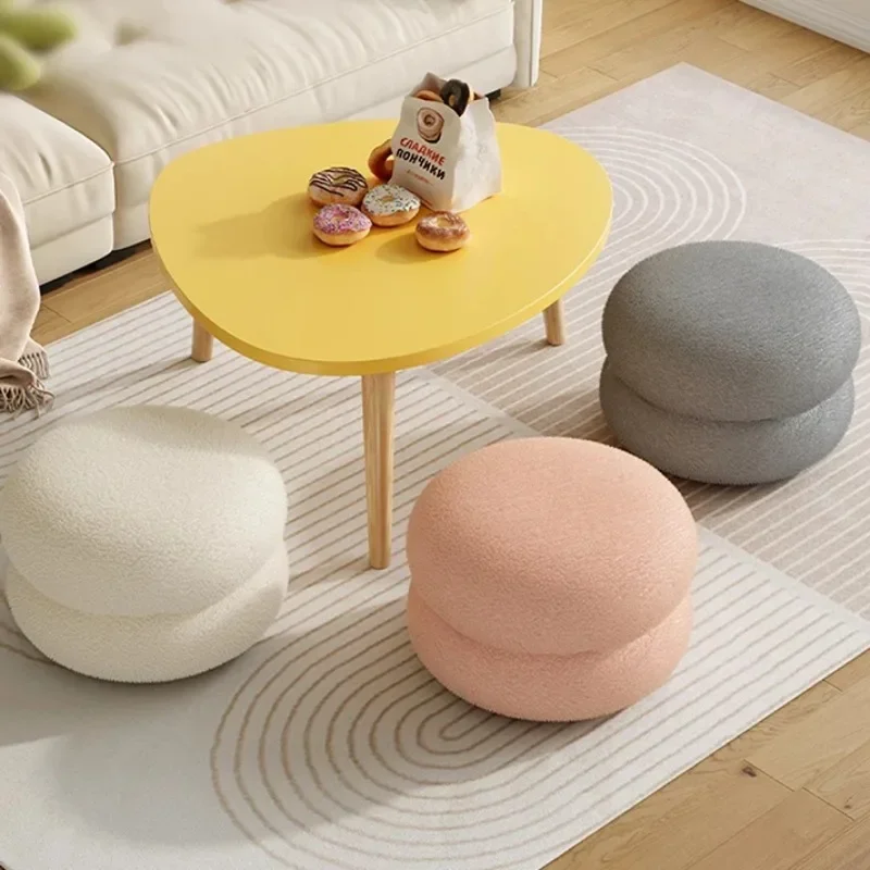 Creative Hamburger-Shaped Chair Fun and Modern Low Stool for Living Room Sofa Leisure Seat or Shoe Changing Bench