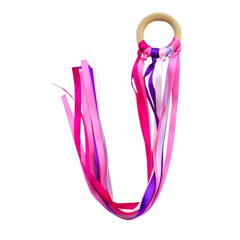 Rhythmic Dance Art Gymnastics Ribbon For Kids Rainbow Hand Kite Wood Ring Montessori Sensory Toys Children Kinder Spiele