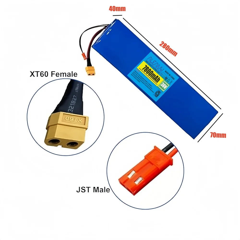 36V 7.8Ah Electric Scooter Battery 10S3P 7800mah 250W-500W 42V Electric Scooter for Hover-1 Journey Power Battery with BMS
