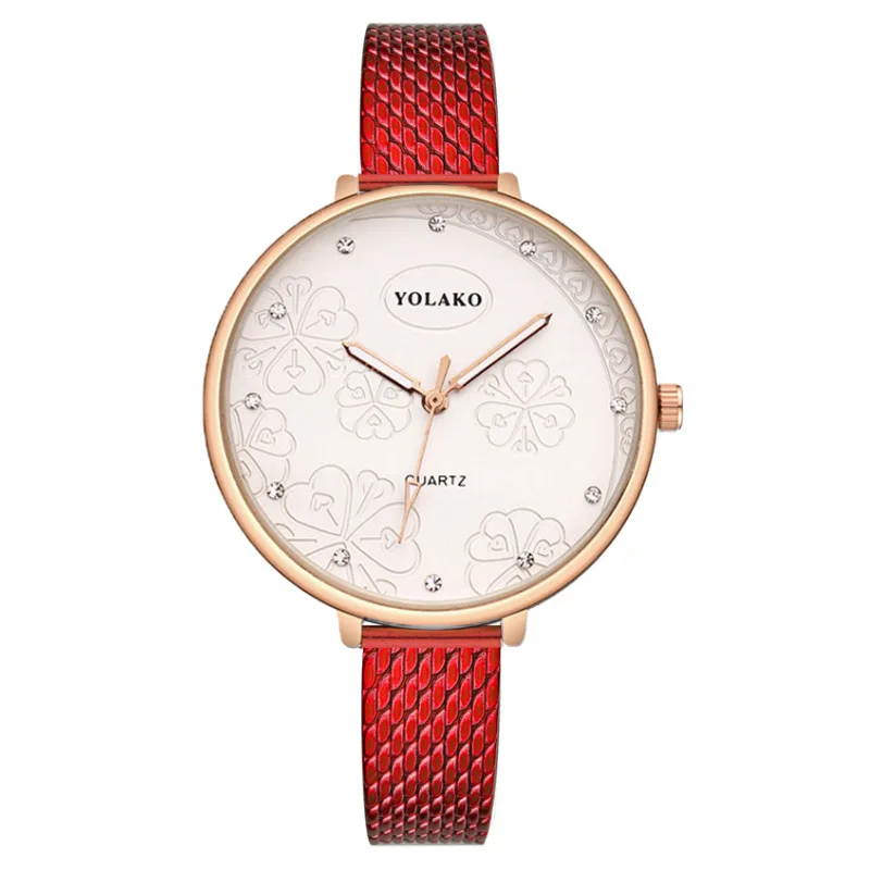 Relógio impresso com diamante para mulheres, Plástico com pulseira de quartzo, Relógios elegantes