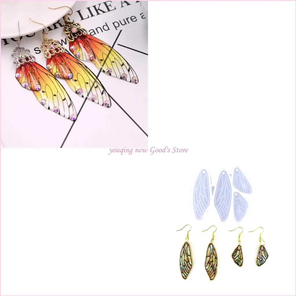 57QA Angel Wing Earrings Silicone Mold Resin Backpacks Pendant Mold for DIY Crafts