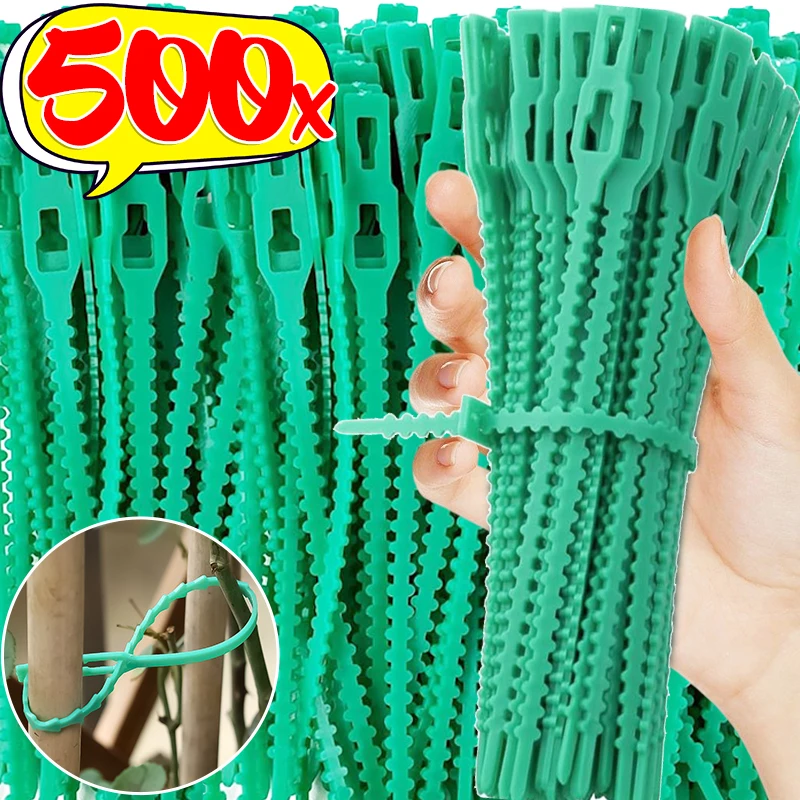 10/500x Adjustable Plastic Plant Cable Ties Reusable Garden Fastener Tie Plant Climbing Cable Ties Tools Tree Support Accessory