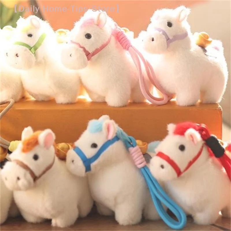 Niedliches chinesisches Jahr des Pferdes Pony Plüschpuppe Maskottchen Stofftier Schlüsselanhänger Anhänger Lanyard Tasche Hängen Charm Neujahr Souvenir Geschenk