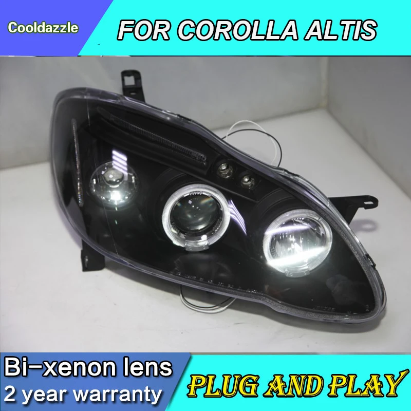 For TOYOTA Corolla Altis LED Angel Eyes Head Lamp 2001-2006 Year JY