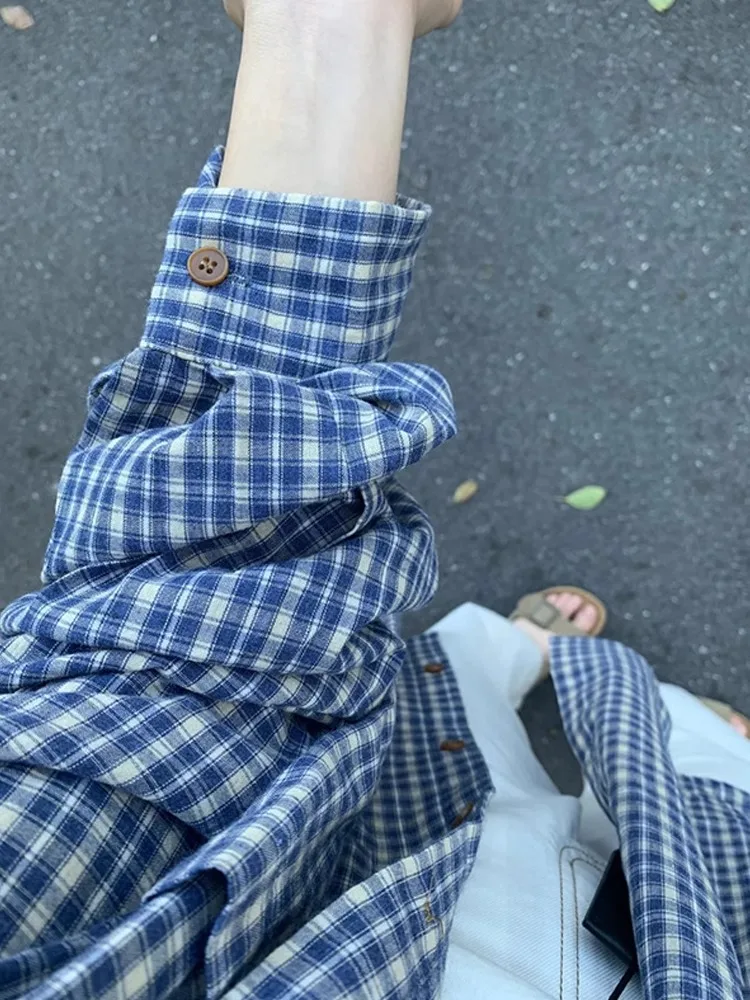 

Женская длинная клетчатая одежда Sve Lazy Sle, повседневная корейская свободная солнцезащитная одежда, художественная одежда для поездок на работу, боди pe