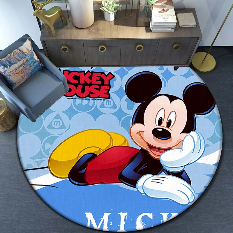 Mickey Mouse Clubhouse  Round Carpet for Living Room Rugs Camping Picnic Mats Flannel Anti-Slip Rug Yoga Mat Gifts