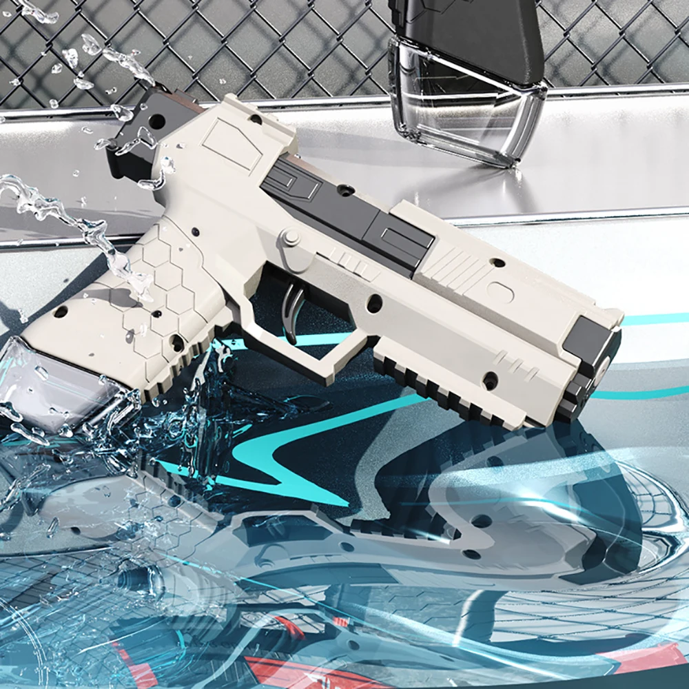 Pistola ad acqua con clip per caricatore estivo per bambini Pistola non elettrica Pistola giocattolo da spiaggia ad acqua con tiro completamente automatico ad alta pressione per bambini