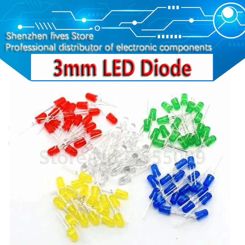 100 sztuk/200 sztuk 3mm 5mm diody LED wybrane elementy biały zielony czerwony niebieski żółty pomarańczowy F3 F5 światło LED diody emitujące zestaw elektroniczny