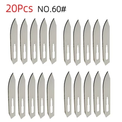 20Pcs Individually packaged No. 60 Blades, Sharp High Carbon Steel Industrial Surgical Blades for Outdoor Handicraft Enthusiasts