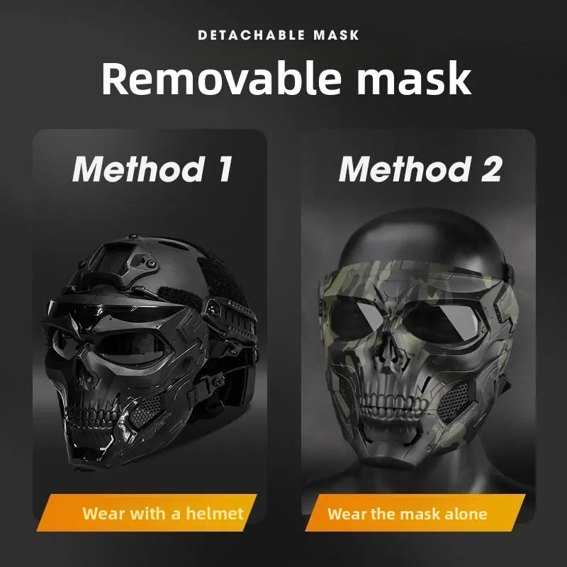 Halloween Spirit Eagle Skull Messenger Mask with Tactical Helmet Cosplay Tactical Full Face Protective Mask