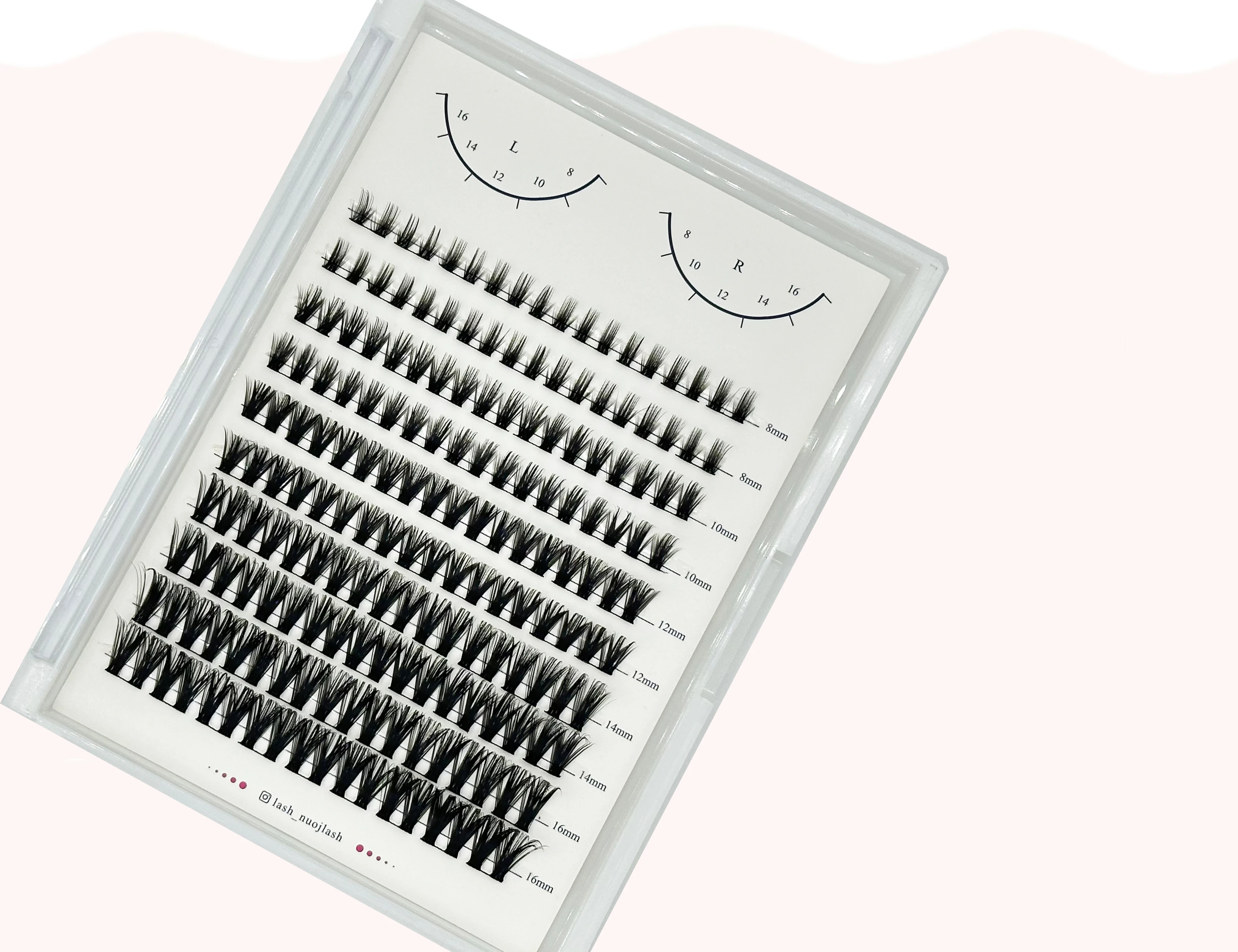 NUO Makeup Luxus-DIY-Cluster-Wimpernverlängerung, auf Kleberbasis, durchschnittliches Wimpernsegment, einzelne Wimpern, 3D-Bandwimpern, Private Label – Detail 26
