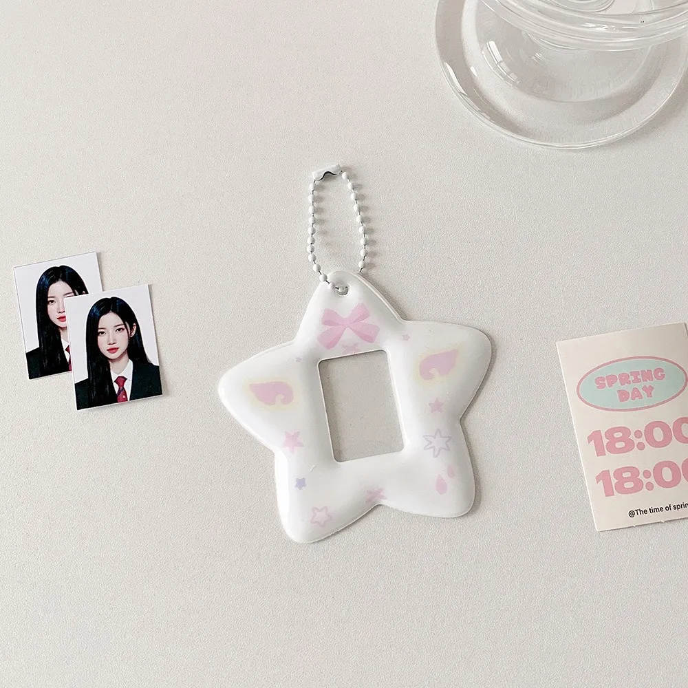 

New 1 Inch Card Holder PVC With Keychain Photocard Holder Star Shape Kpop Photo Card