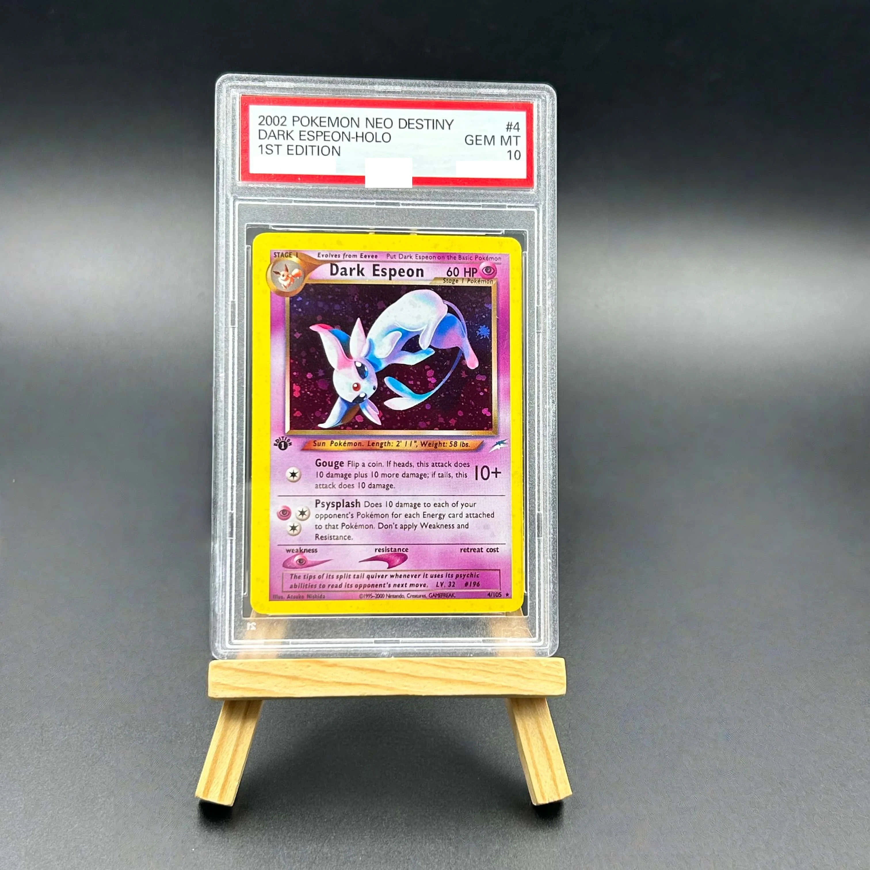 

2002 Pokemon Neo Destiny Dark Espeon Holo Textured Card - 1st Edition Gem Mint 10 Collectible TCG