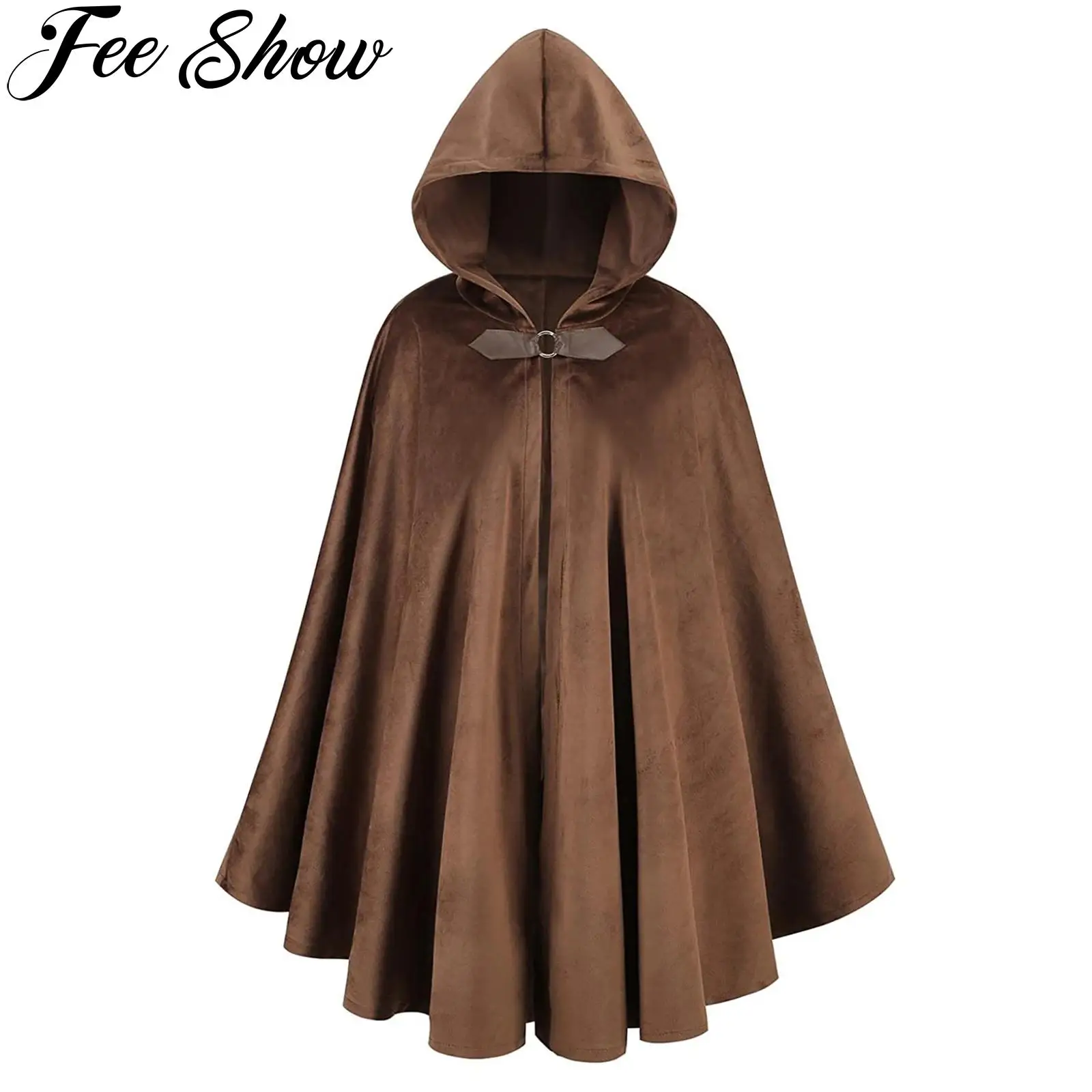 

Kids Medieval Renaissance Costume Halloween Wizard Knight Cosplay Retro Velvet Hooded Cloak Cape for Carnival Fancy Theme Party