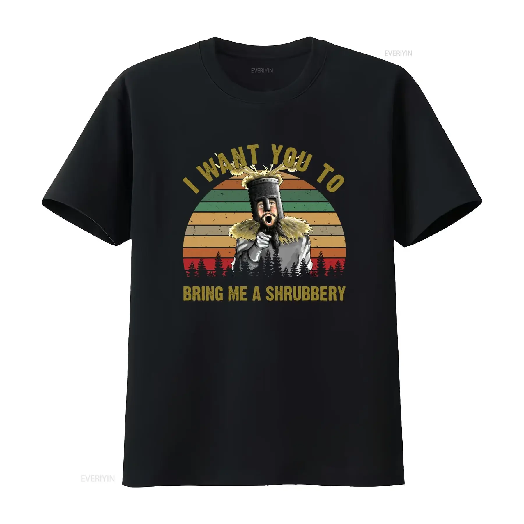 Monty Python And The Holy Grail Movie King Arthur T Shirt I Want You To Bring Me A Shrubbery Design vintage Washed homme