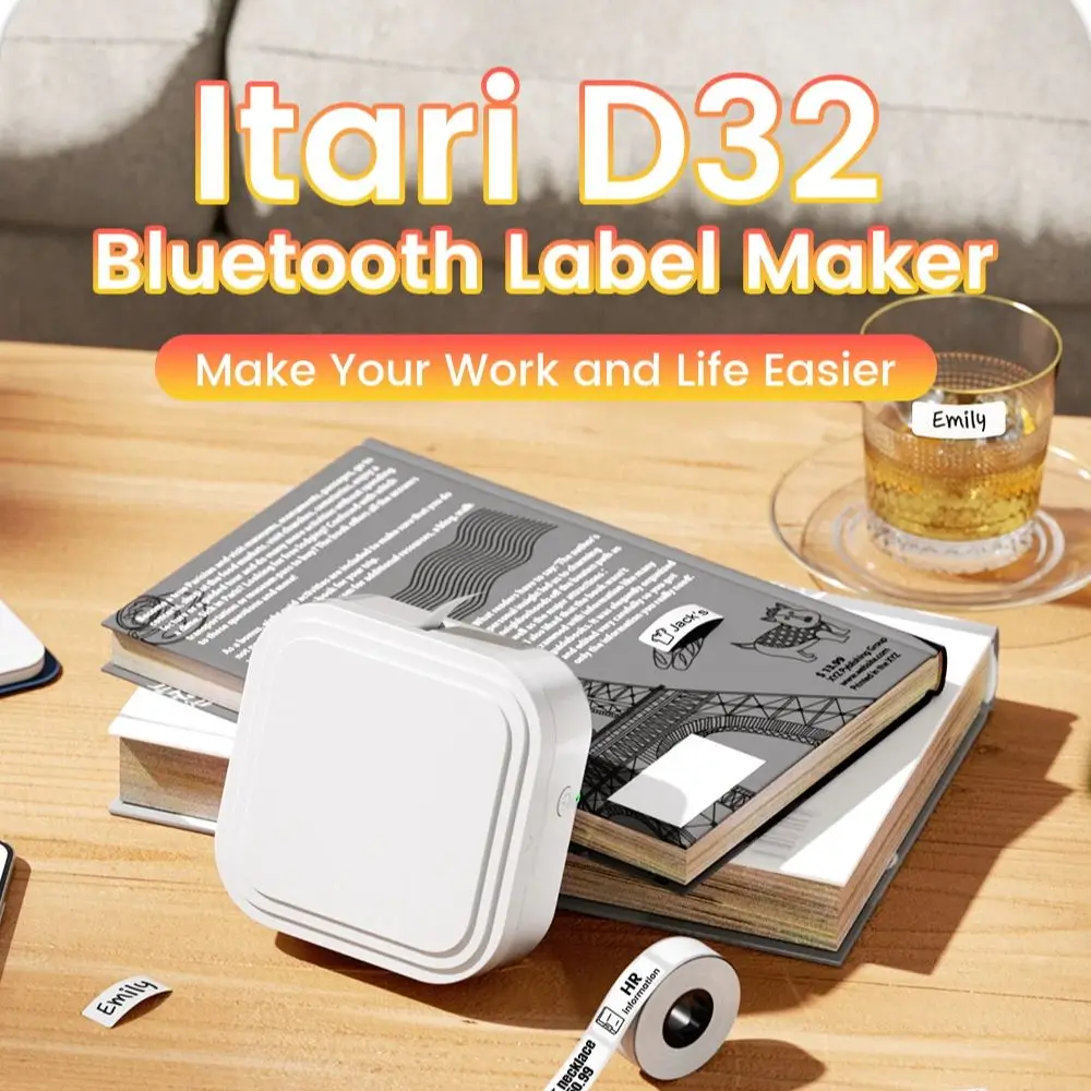 

D32 Mini Label Printer Portable Bluetooth Thermal Label Maker for Small Stickers, Same Function as D30 Q30 Q30S D110 P15