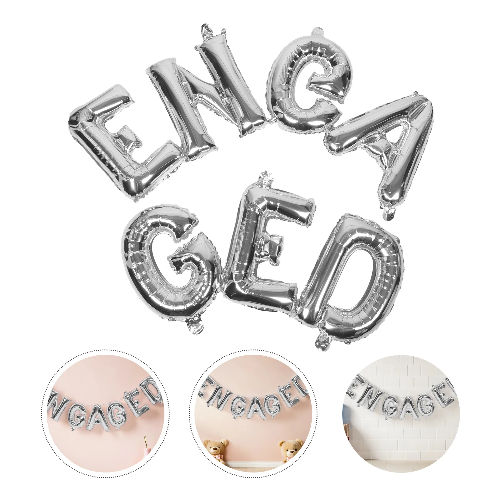 

1 set 1 Set Engagement Balloons Engaged Letters Large Floating Aluminum Foil Diy Party Decor For Marriage Proposal Bridal Shower