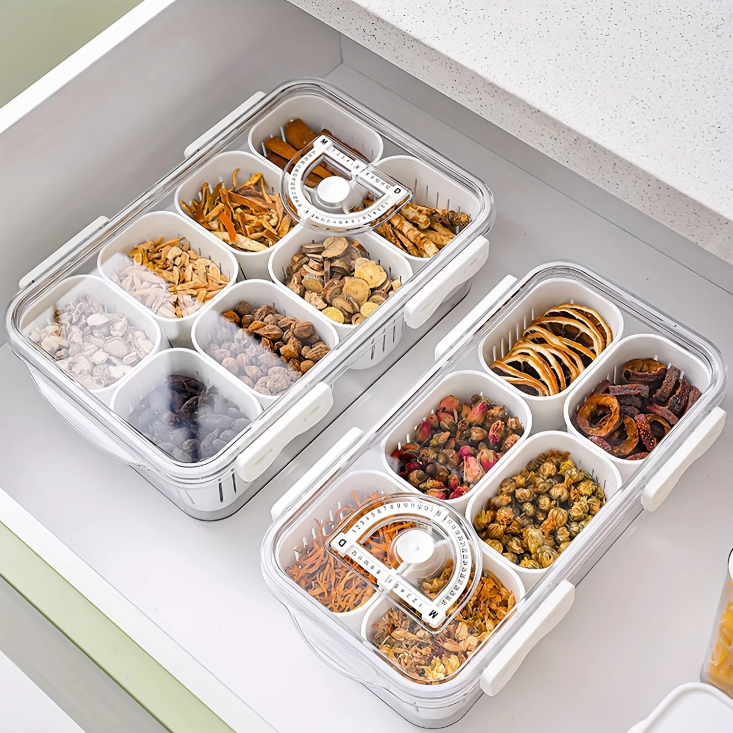 1Pack Stackable Snackle Box Divided Food Serving Tray with Lids Clear  Containers with Dividers for Fridge Pantry Freezer Portab