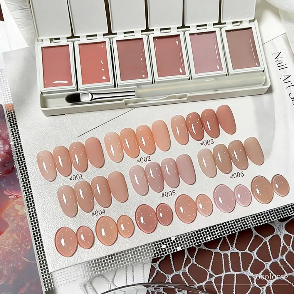 

6-colors Solid Nail Polish Palette Nude Base Series Solid Patting Glue for Gentle Style Nail Art Decoration Creation U9M9